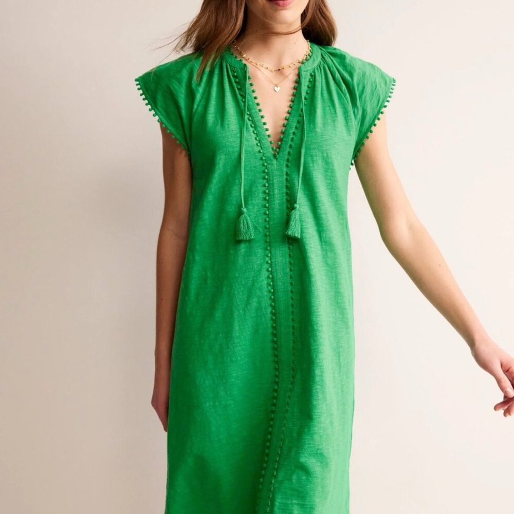 Boden Millie Pom Green Dress NWOT Size 8